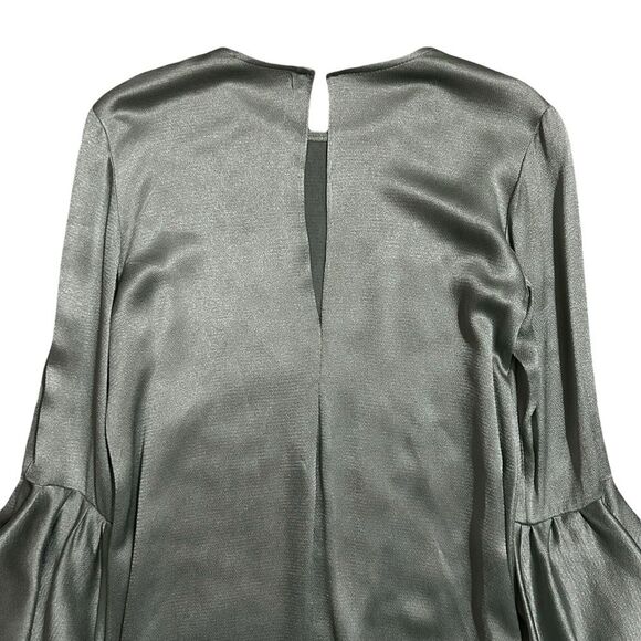 ALEXIS ($498) Pewter Textured Bell Sleeve Dress S - Picture 7 of 15